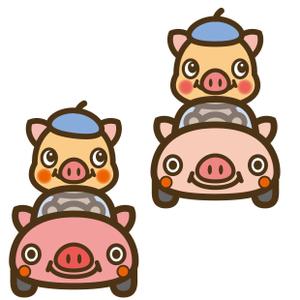 THE_watanabakery (the_watanabakery)さんのドライブ×豚（ブー）を組み合わせたイメージキャラクター「ドライブゥ」のキャラクターデザインへの提案