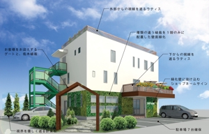 kozin (kozin)さんの住宅兼店舗ビルの緑化をテーマにした外観パースへの提案
