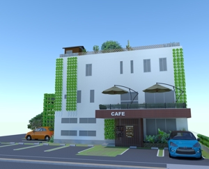 サザンデザインスタジオ南方直樹 (minao1030)さんの住宅兼店舗ビルの緑化をテーマにした外観パースへの提案