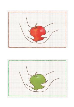Himneさんのりんごのラベル　赤いりんごと緑のりんごへの提案