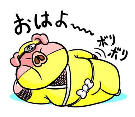 夜 (mutuki094321)さんの豚の忍者（にんにん）INEスタンプ作成への提案