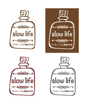 nnnnn72 (natus_72)さんのネットショップ「アンティークと雑貨のお店 slow life」のロゴへの提案
