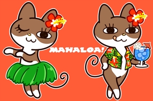 福留 和 (nono1211)さんのハワイアンな猫のキャラクターデザインへの提案