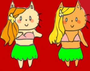 pomme (pom-c)さんのハワイアンな猫のキャラクターデザインへの提案