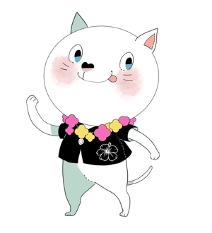 はこにわちみ (hako_chimi)さんのハワイアンな猫のキャラクターデザインへの提案