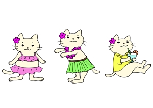 rierie ()さんのハワイアンな猫のキャラクターデザインへの提案