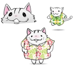 Hide Tsuji (hi-tuji)さんのハワイアンな猫のキャラクターデザインへの提案
