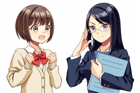 ゆきんこ (yukinko1)さんのWEBサイトで使用する2人の女子高生のキャラクターデザインへの提案