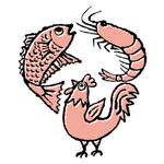 さちあん (05-may-2014)さんの居酒屋で店名と一緒に使えそうな鯛と鶏と海老のイラストへの提案