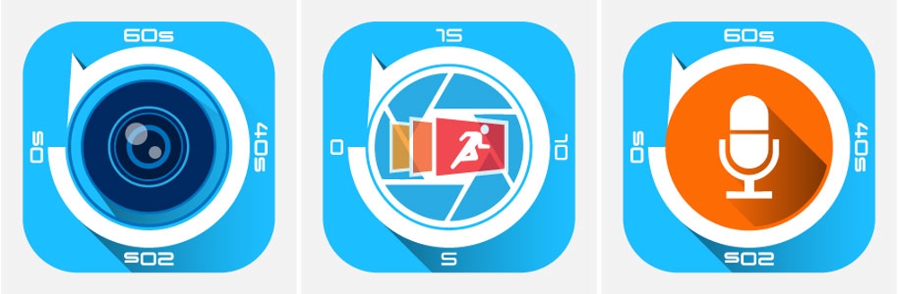 既存iOSアプリ（2本：ビデオ＆カメラ）のアイコンをiOS7系フラットデザインにリニューアル。