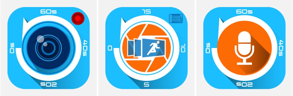 既存iOSアプリ（2本：ビデオ＆カメラ）のアイコンをiOS7系フラットデザインにリニューアル。