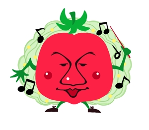 ペイ子 ()さんの音楽家「バッハ」と野菜「トマト」を組み合わせたキャラクターデザインへの提案
