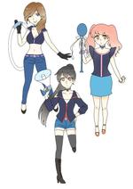 青猫 (yamaneko_blue)さんのジーンズが似合う女性3人のユニット・キャラクターへの提案