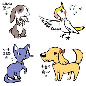 トマトカゲ (tomatokage)さんの春日丘動物病院（犬、猫、うさぎ、小鳥）のキャラクターデザインへの提案