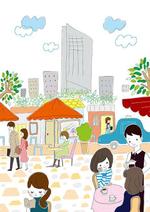 さんの『街並みと人』のイラストへの提案