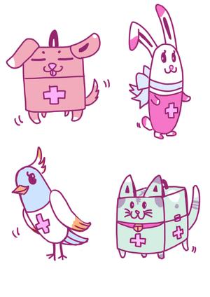 しろ ()さんの春日丘動物病院（犬、猫、うさぎ、小鳥）のキャラクターデザインへの提案