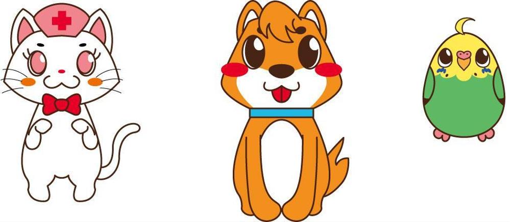 春日丘動物病院（犬、猫、うさぎ、小鳥）のキャラクターデザイン