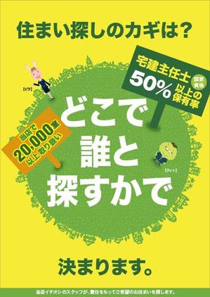 Latchさんの不動産会社の店頭のガラス面に貼るポスター制作への提案