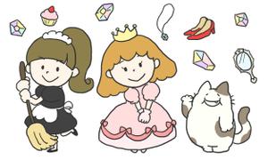 佐伯サエ (okojo3)さんのお姫様・メイド・ネコのキャラクターデザインへの提案