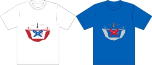 tugejiさんの昨年再放送された20年以上昔の人気TV番組「アメリカ横断ウルトラクイズ」の1場面をロゴTシャツにしたいへの提案