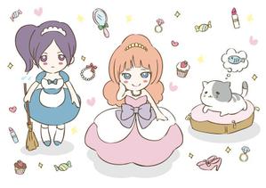 riri (pecoNOW)さんのお姫様・メイド・ネコのキャラクターデザインへの提案