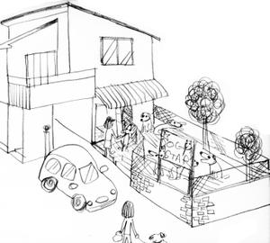 mina3737 (chachamina)さんの店舗外観の手書き風イラストへの提案