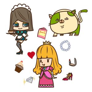 トラジ：イラレ多用型機イラストレーター (toraji_illusto)さんのお姫様・メイド・ネコのキャラクターデザインへの提案