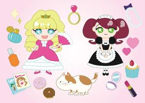 大塩 (osiooooo)さんのお姫様・メイド・ネコのキャラクターデザインへの提案