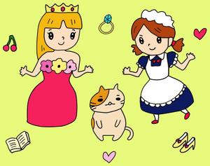 enzaki (k-e-casa)さんのお姫様・メイド・ネコのキャラクターデザインへの提案