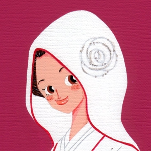遠藤ナミコ (en-nami)さんの名称）花嫁年賀のイラスト　年賀状の切手面に印刷するイラスト等のデザインへの提案
