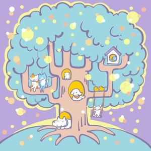ぼたん (Botantan77)さんの夜の森 輝く木に集う動物達のイラストへの提案