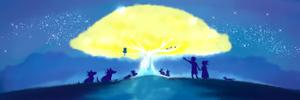 鈴木のろちか (aggchu)さんの夜の森 輝く木に集う動物達のイラストへの提案