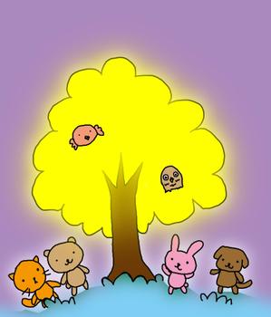 小寺宏美 (koromoon5)さんの夜の森 輝く木に集う動物達のイラストへの提案