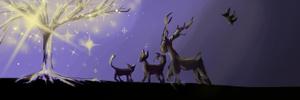 ｍｅｂｕｋｉ ()さんの夜の森 輝く木に集う動物達のイラストへの提案