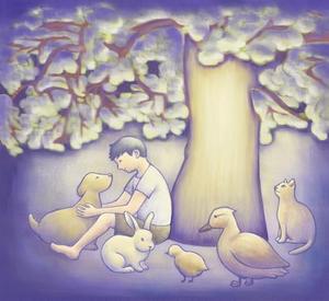 片山 (rokimpo)さんの夜の森 輝く木に集う動物達のイラストへの提案