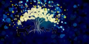 7natsu (7natsu)さんの夜の森 輝く木に集う動物達のイラストへの提案