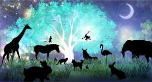 office-l (office-l)さんの夜の森 輝く木に集う動物達のイラストへの提案