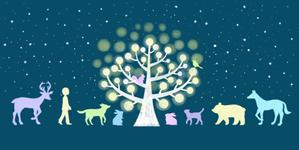 近記美里 ()さんの夜の森 輝く木に集う動物達のイラストへの提案