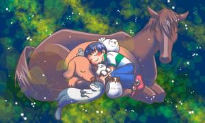 さんの夜の森 輝く木に集う動物達のイラストへの提案
