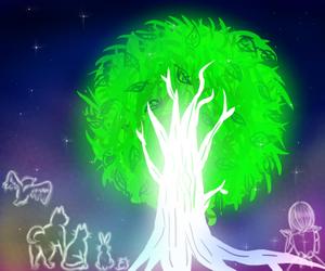 yuikyonさんの夜の森 輝く木に集う動物達のイラストへの提案