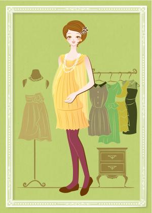 yuu037 (yuu037)さんの女性がワンピースを試着しているイラストへの提案