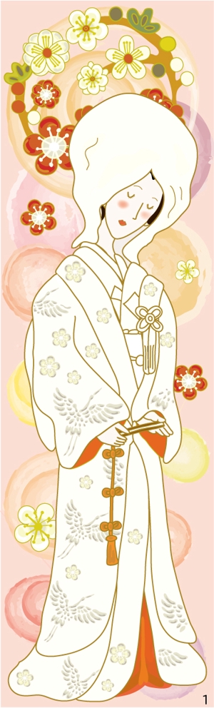 なにに★ぬこ (chiezo108)さんの名称）花嫁年賀のイラスト　年賀状の切手面に印刷するイラスト等のデザインへの提案