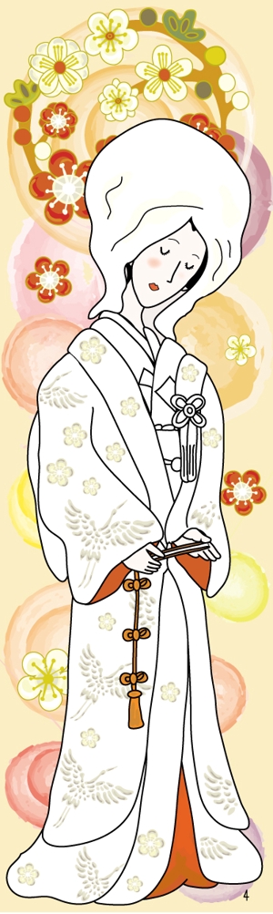 なにに★ぬこ (chiezo108)さんの名称）花嫁年賀のイラスト　年賀状の切手面に印刷するイラスト等のデザインへの提案