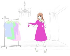 office-l (office-l)さんの女性がワンピースを試着しているイラストへの提案