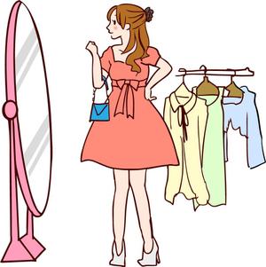 華純 (kasumigaze)さんの女性がワンピースを試着しているイラストへの提案