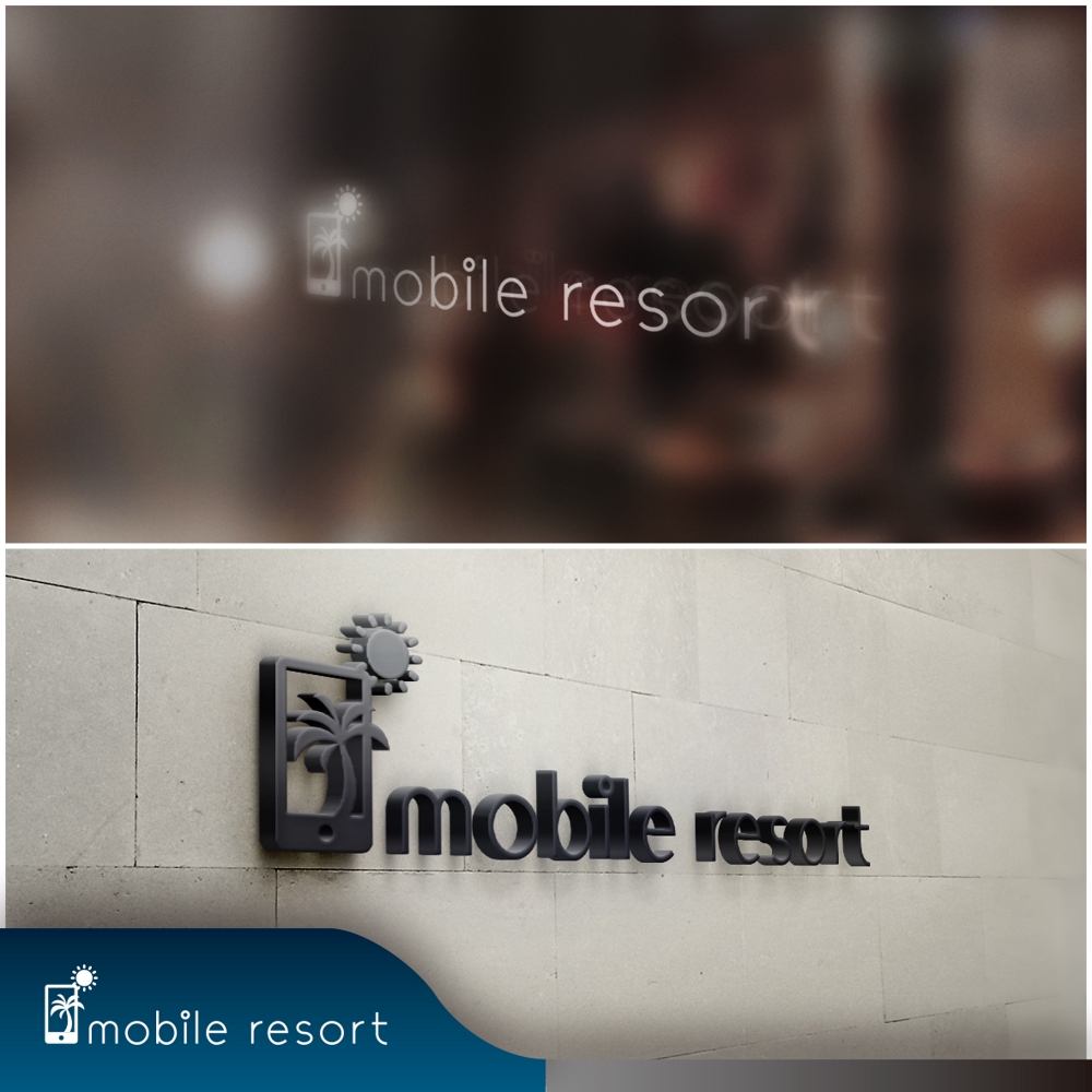 携帯＆携帯アクセサリー販売＆スマートフォン修理「mobile resort」のロゴ＆看板