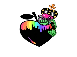 長田綾加 (aya-yusk)さんの青虫とリンゴのイラストへの提案