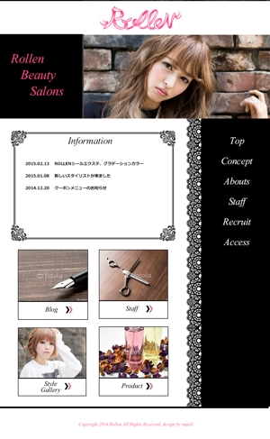 yuki_design (yuki_design)さんのモデルに人気の表参道ヘアサロン：ホームページのTOPデザイン依頼への提案
