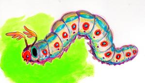 アトリエおおかみのしっぽ (zen373737)さんの青虫とリンゴのイラストへの提案