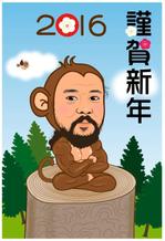 CUBE (cube1)さんの年賀状用　サルの擬人化イラスト　モデルありへの提案